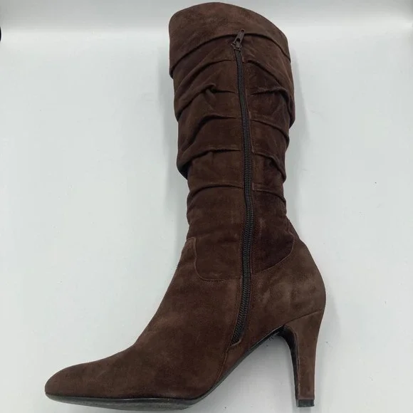 Vaneli Italian Brown Suede Slouchy Knee High Kitten Heel Boots Women's Size 7.5 - Picture 7 of 8